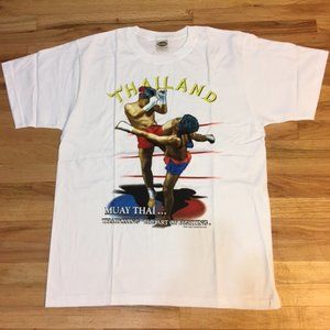 "NWOT" Muay Thai Tee shirt, White, Large